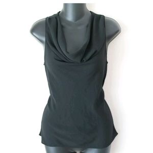 Theory PIPPER Sleeveless Cowl Neck Black Blouse sz